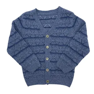 Best Frendz Indigo Textured Stripe Cardigan