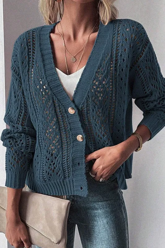 Bethany Open Knit Drop Shoulder Cardigan