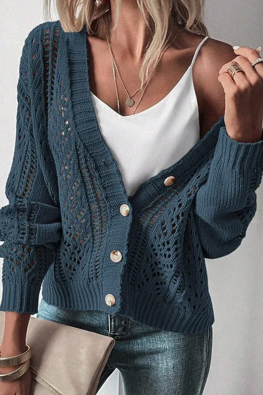 Bethany Open Knit Drop Shoulder Cardigan