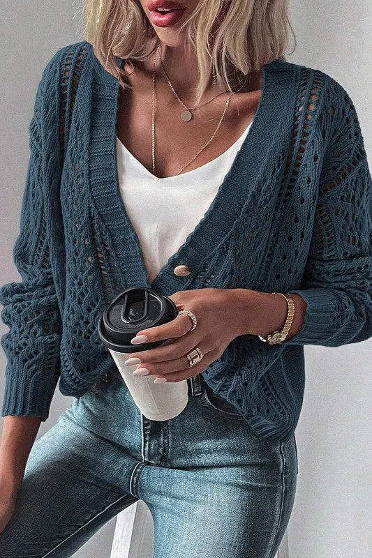 Bethany Open Knit Drop Shoulder Cardigan