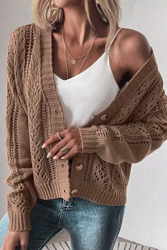 Bethany Open Knit Drop Shoulder Cardigan