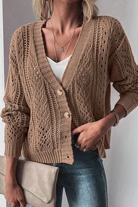 Bethany Open Knit Drop Shoulder Cardigan