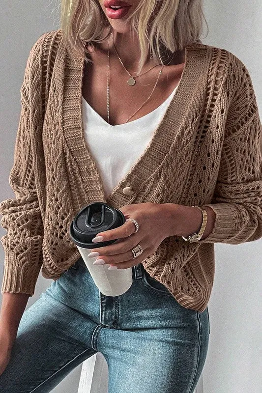 Bethany Open Knit Drop Shoulder Cardigan