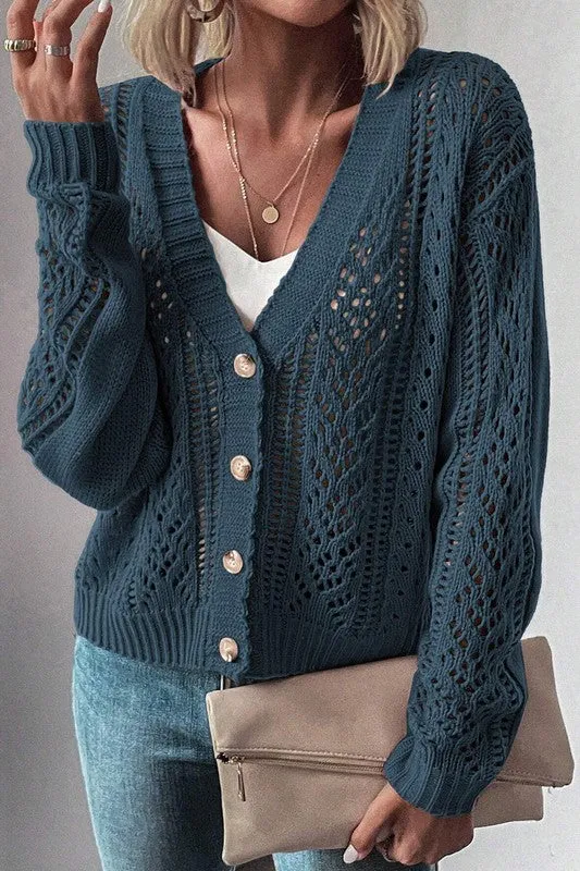 Bethany Open Knit Drop Shoulder Cardigan