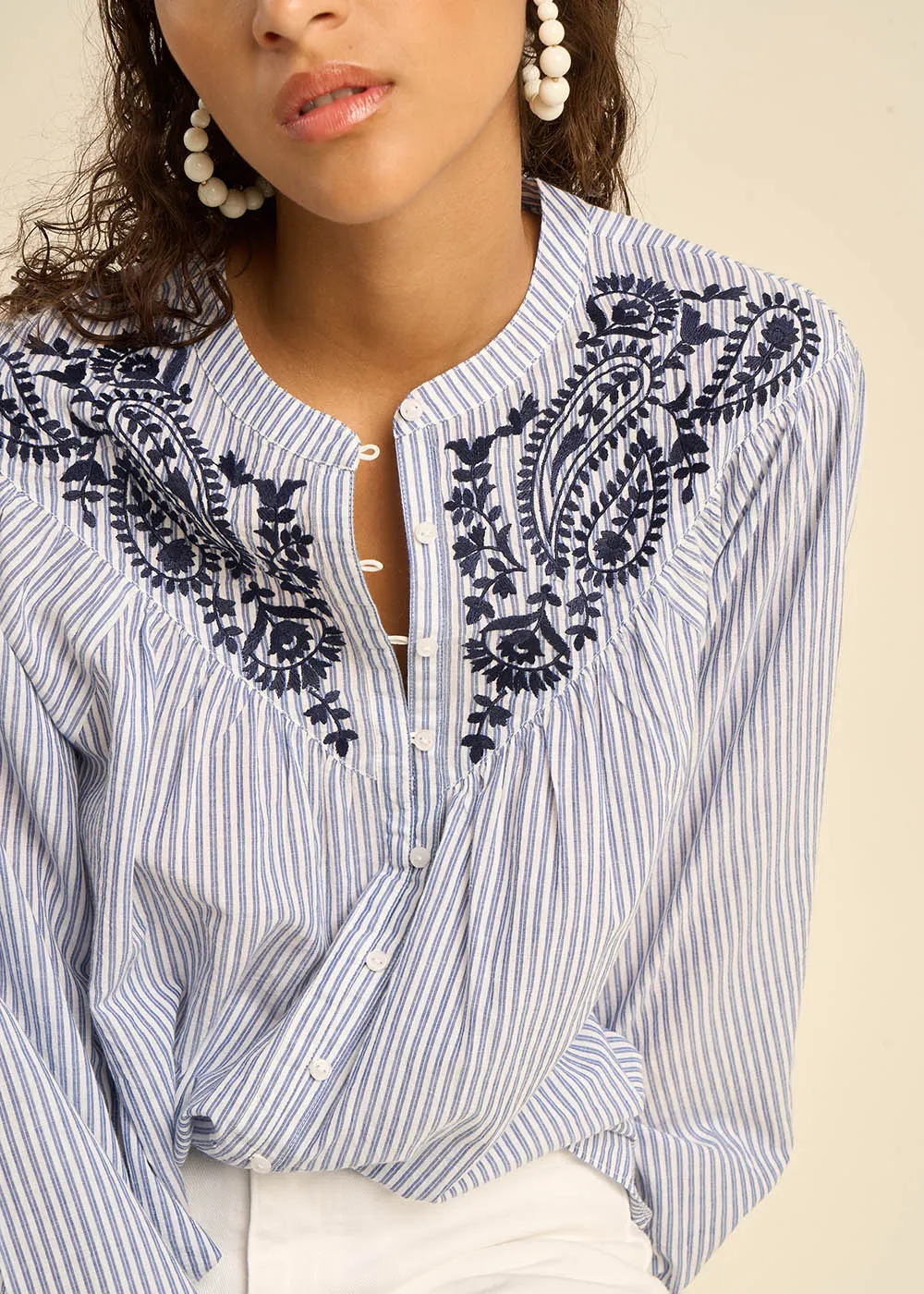 Blouse à rayures en coton