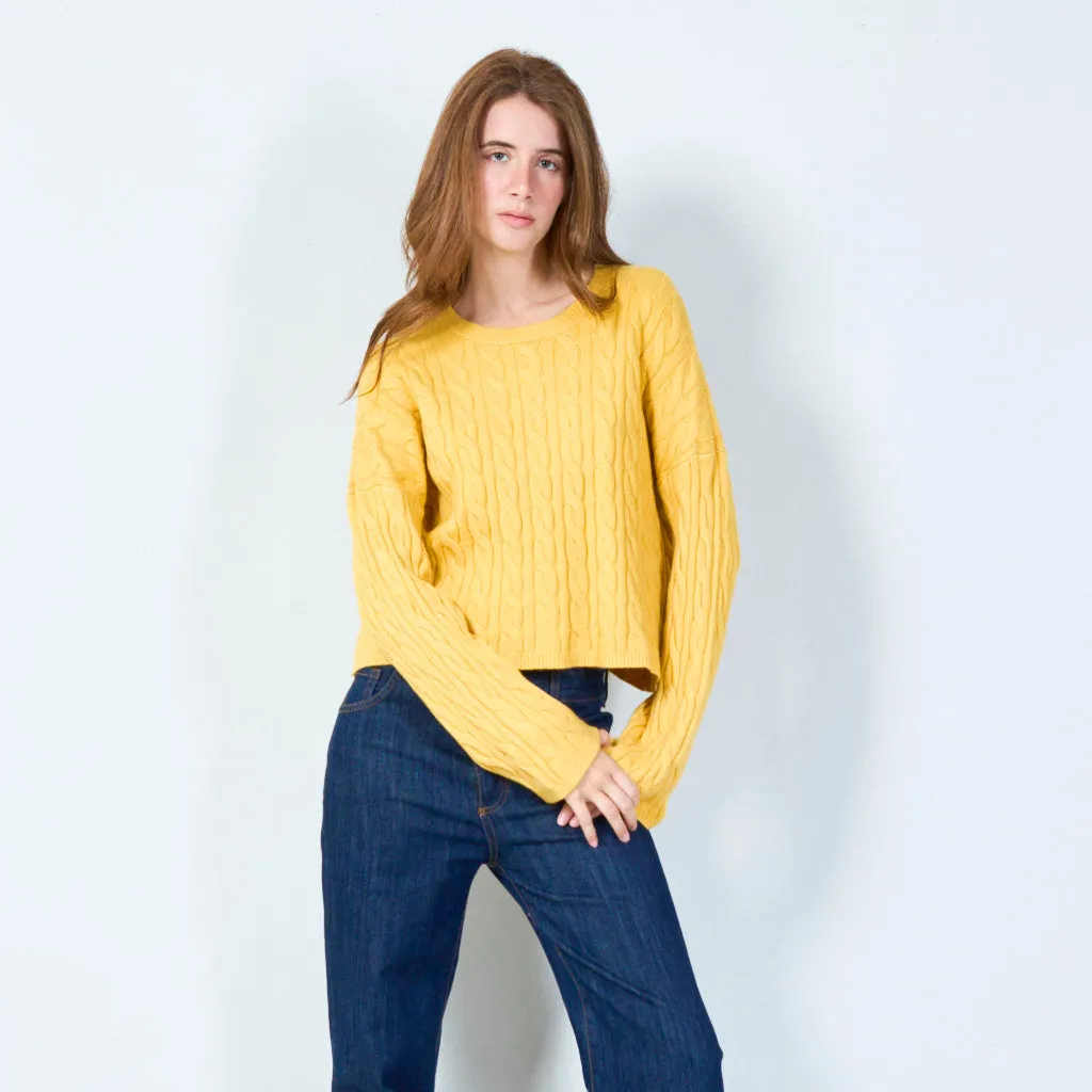 Cable knit cropped sweater wholesale