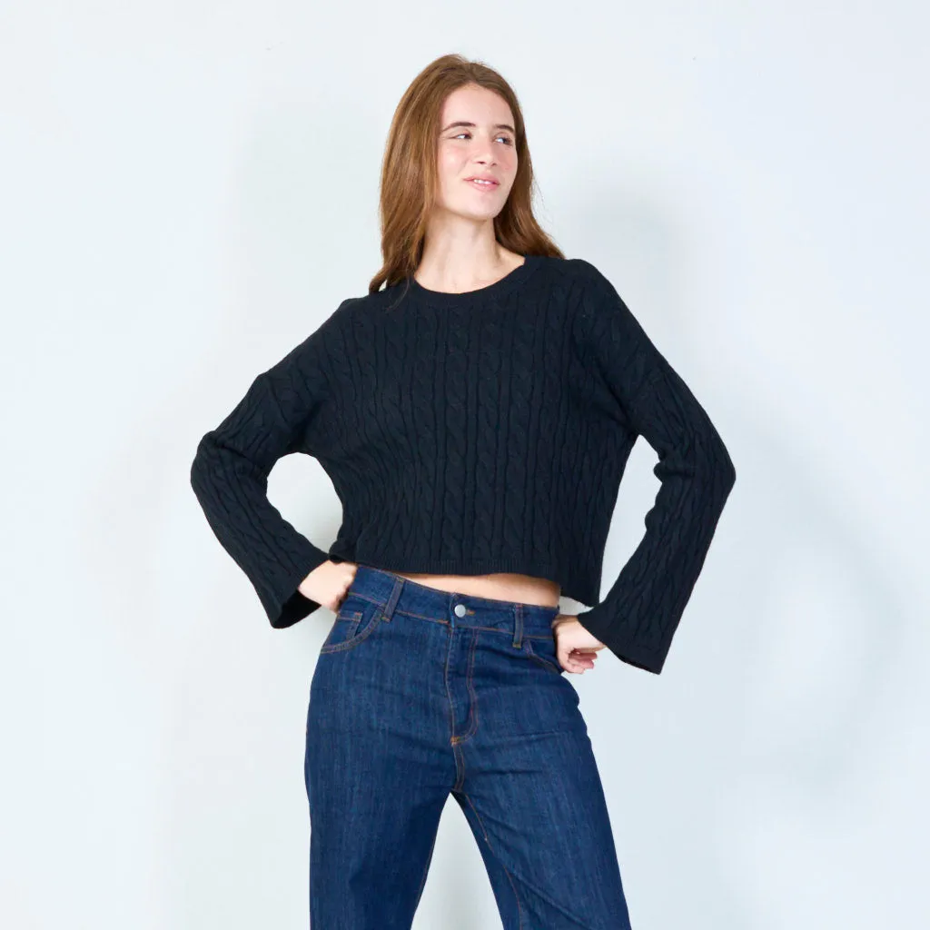 Cable knit cropped sweater wholesale