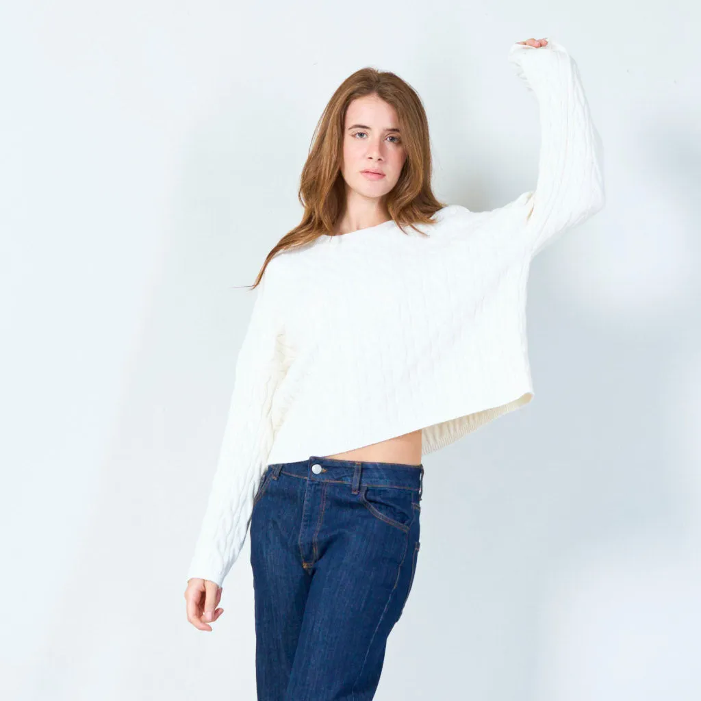 Cable knit cropped sweater wholesale