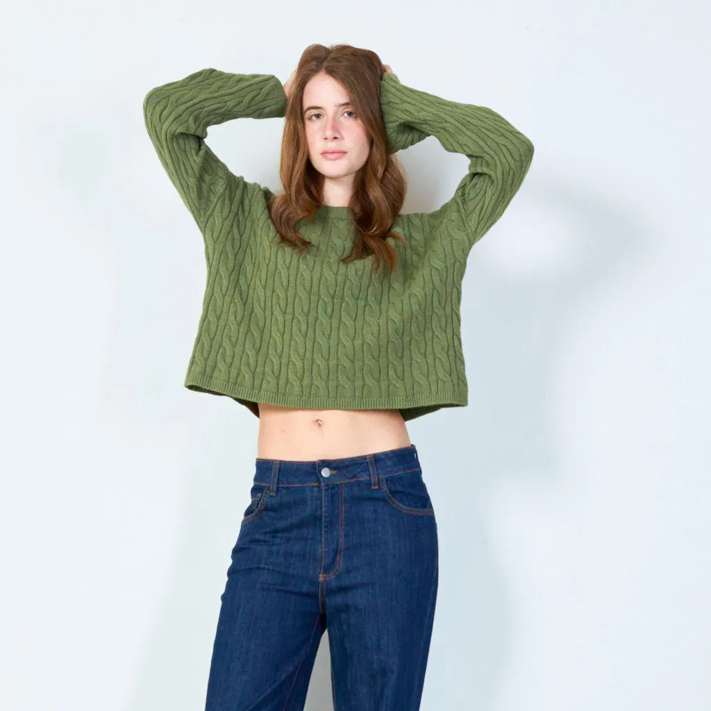 Cable knit cropped sweater wholesale