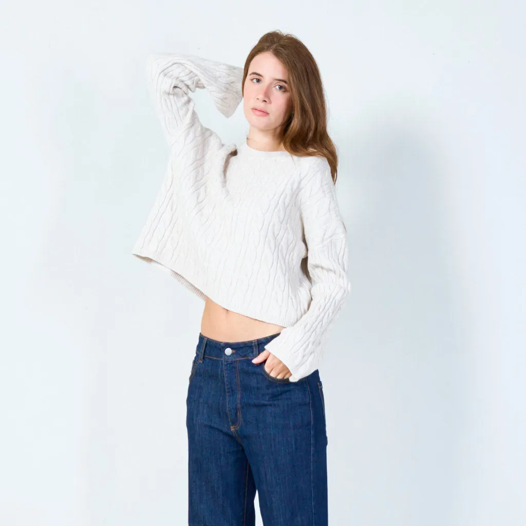 Cable knit cropped sweater wholesale