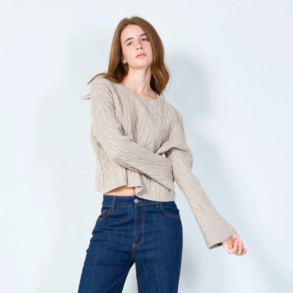 Cable knit cropped sweater wholesale