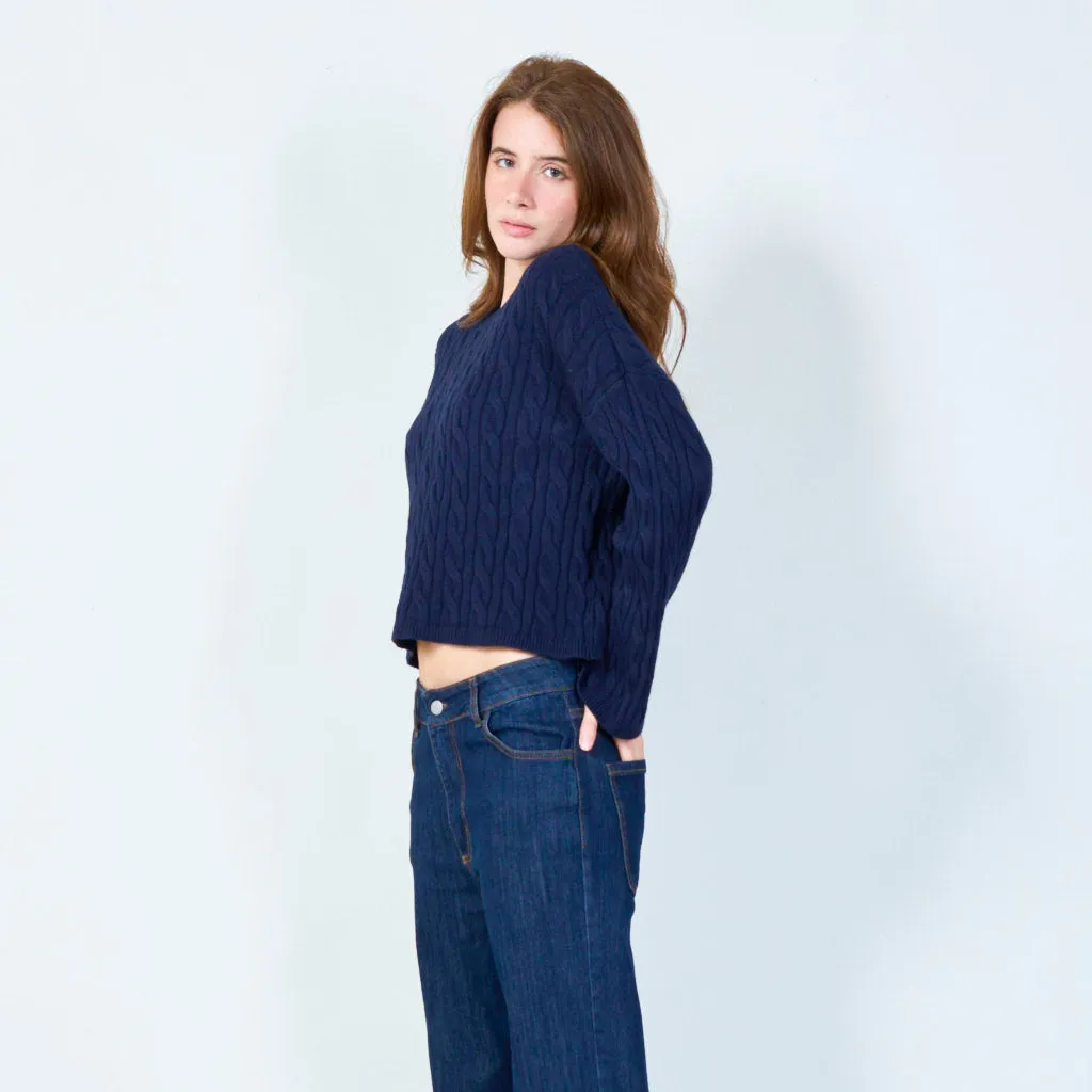 Cable knit cropped sweater wholesale