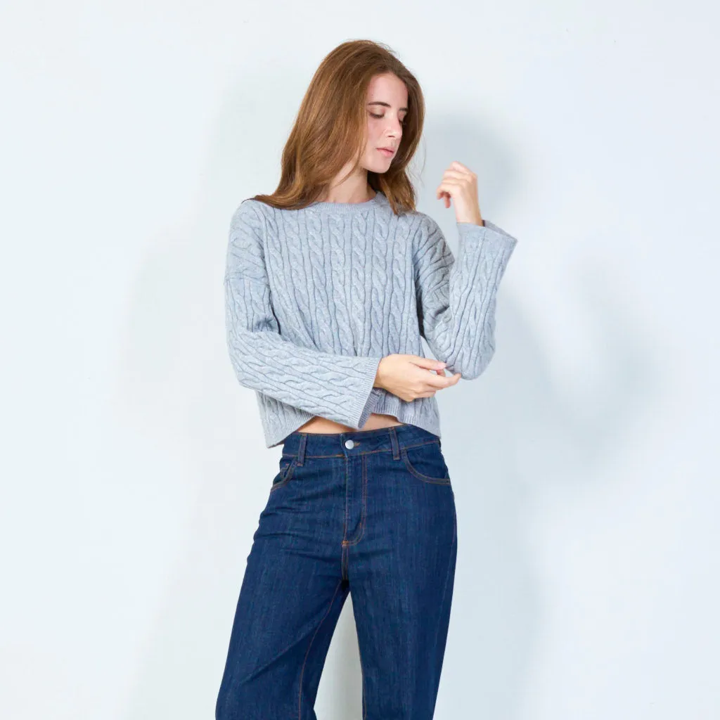 Cable knit cropped sweater wholesale