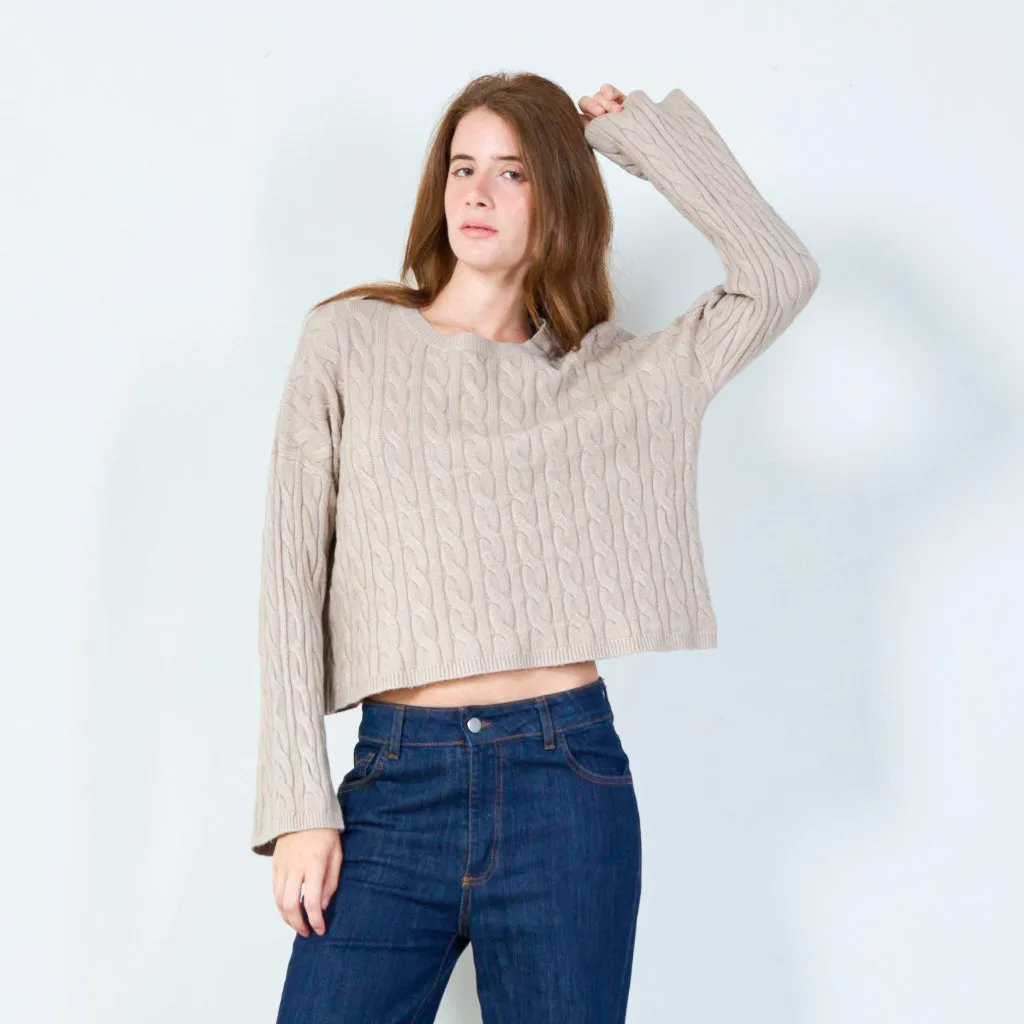 Cable knit cropped sweater wholesale