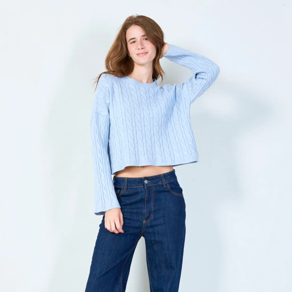 Cable knit cropped sweater wholesale