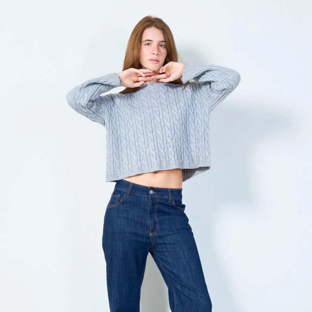 Cable knit cropped sweater wholesale