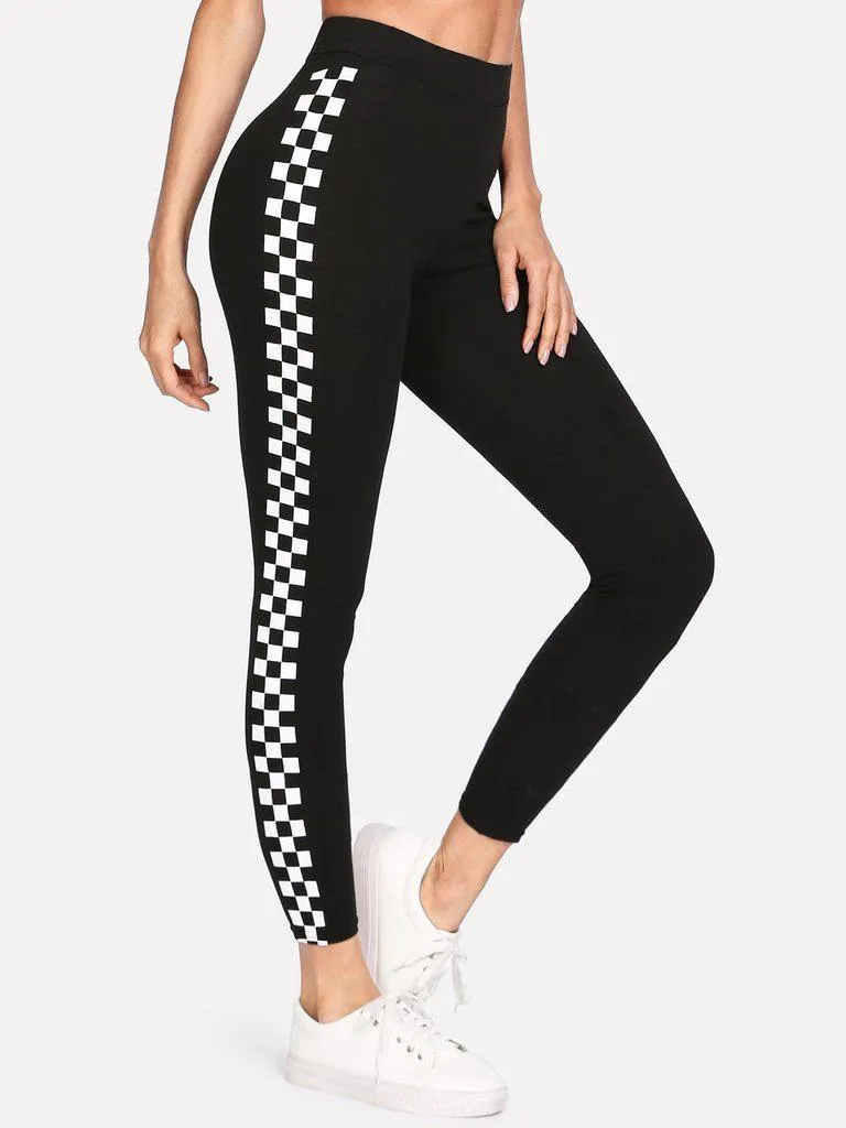 Checkered Sideseam Stretch Leggings