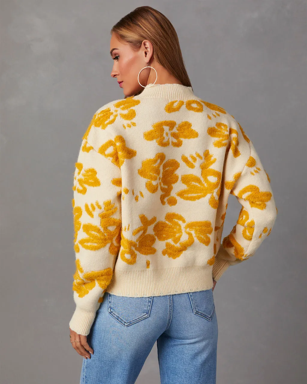 Chilly Days Textured Floral Sweater