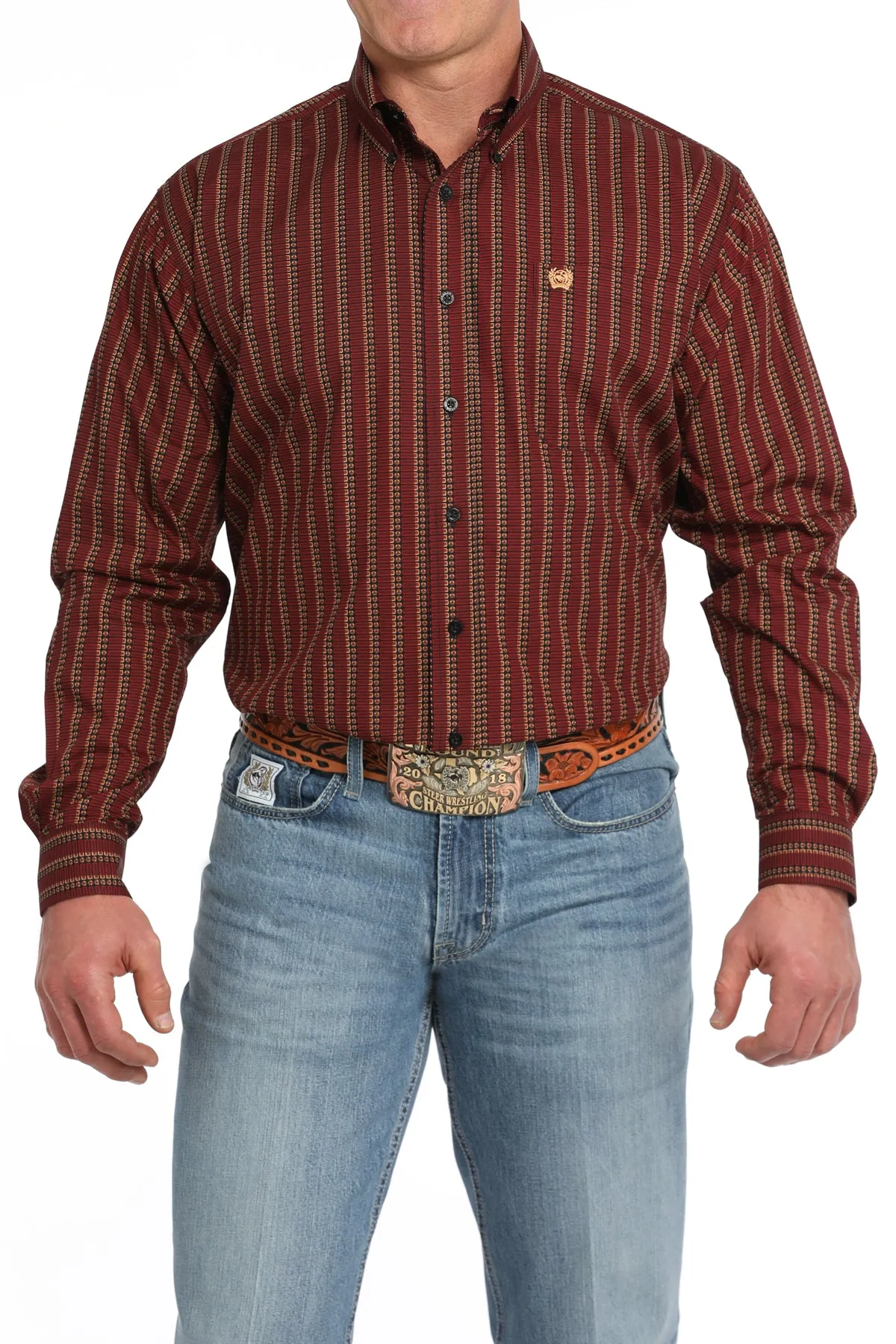 Cinch Men's Red Shotgun Shells Print Button-Down Shirt