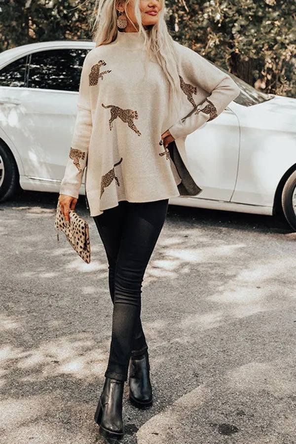 Cozy and Kind Leopard Print Knit Sweater