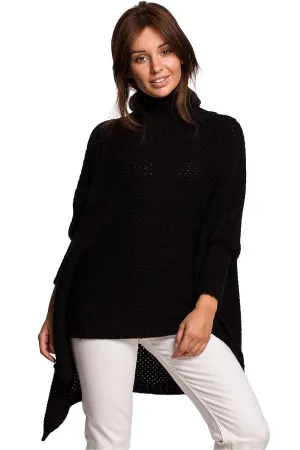 Cozy Knit Turtleneck Poncho Cape