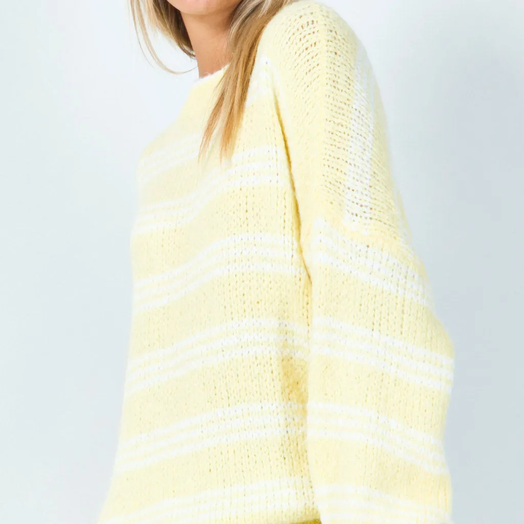 Cozy striped knit sweater wholesale