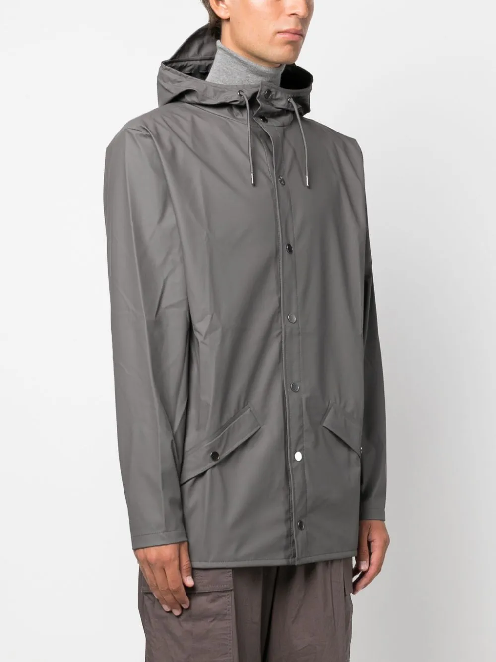 drawstring-hood press-stud parka coat