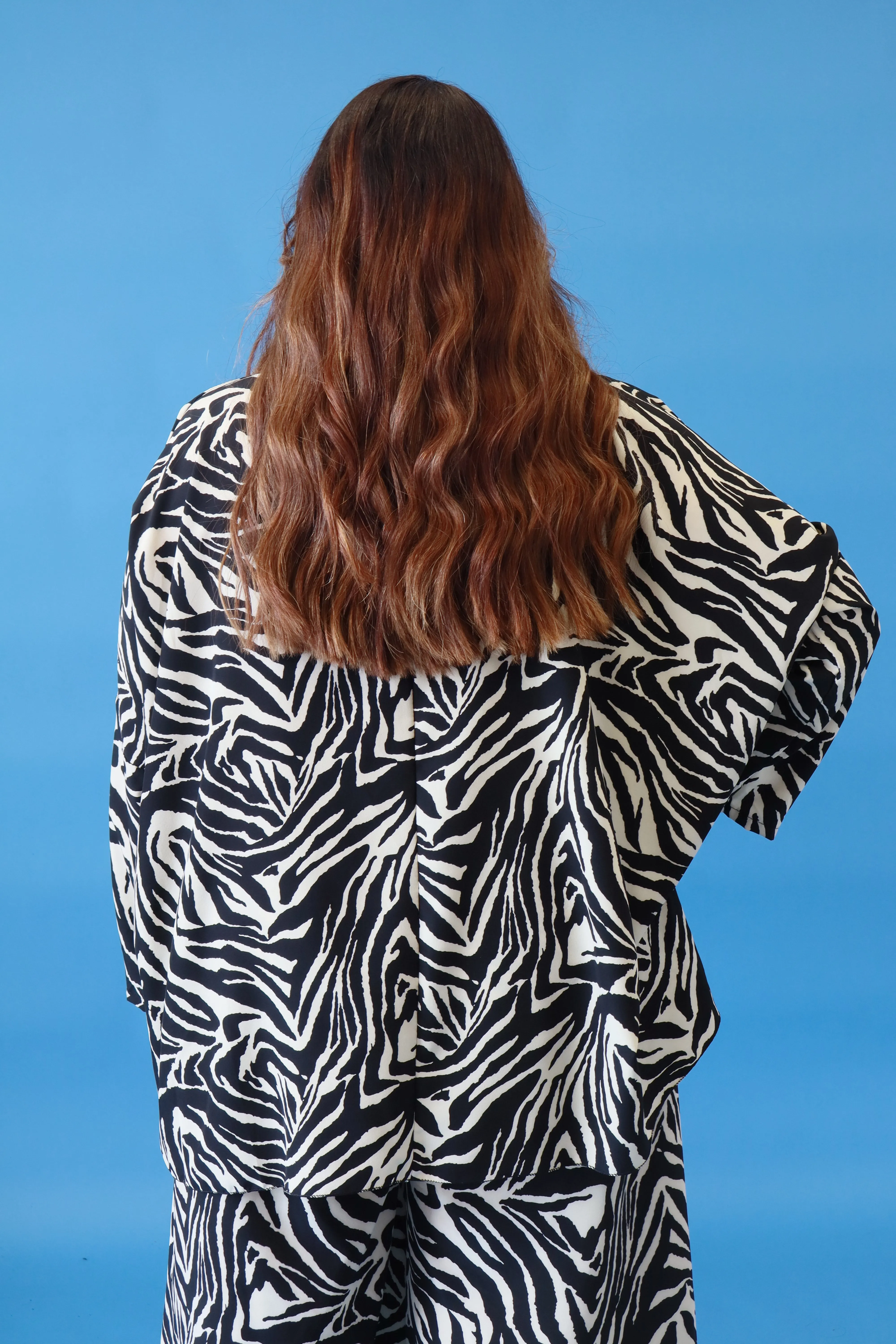 Evelynn Oversized Blouse in Zebra Print