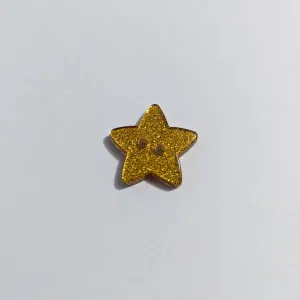 Gold Glittery Star Shaped Buttons - 18mm Novelty Christmas (5 Pcs)