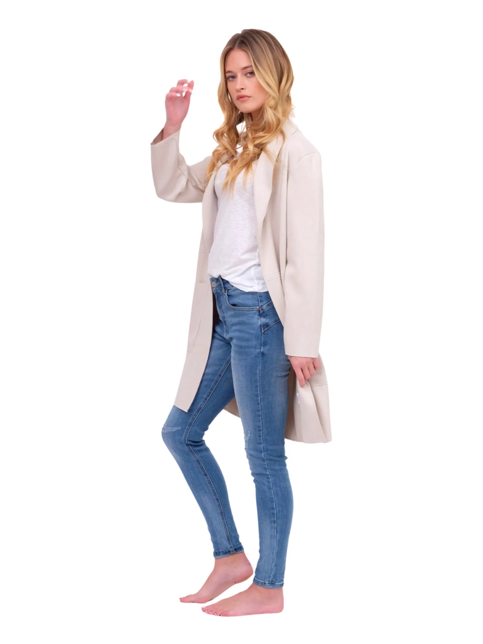 Ivory Open Front Coat