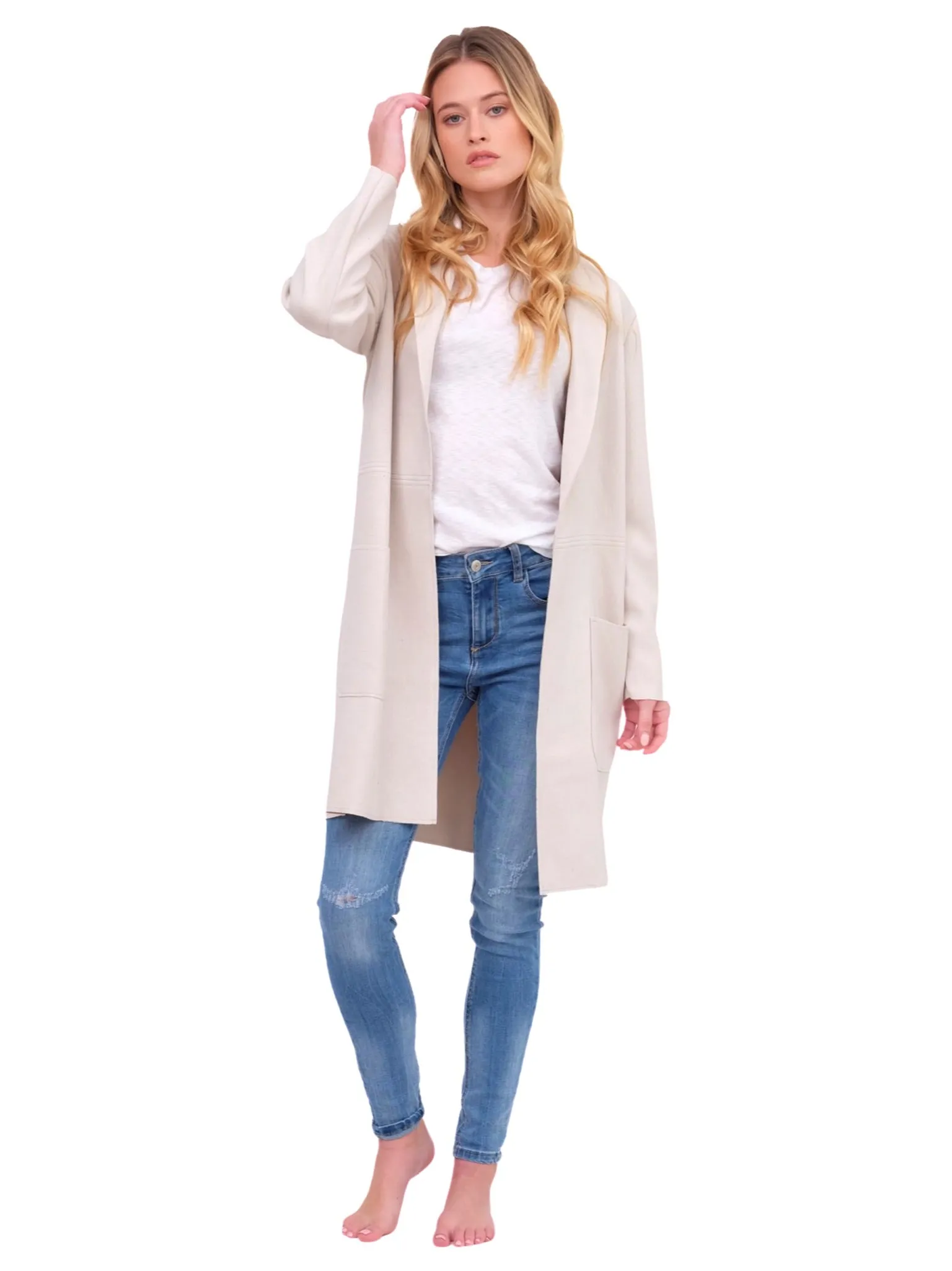 Ivory Open Front Coat