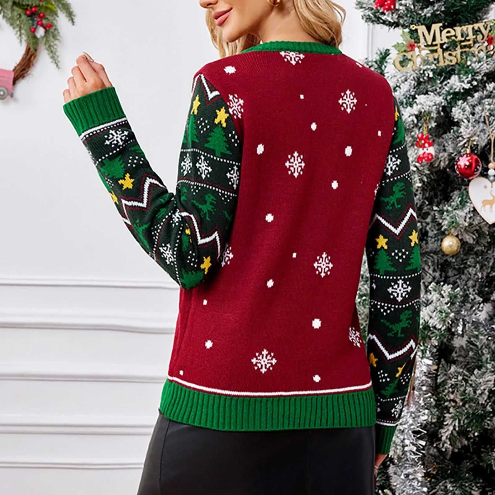 Long Sleeve Casual Crewneck Christmas Sweater Ugly Xmas Pullover