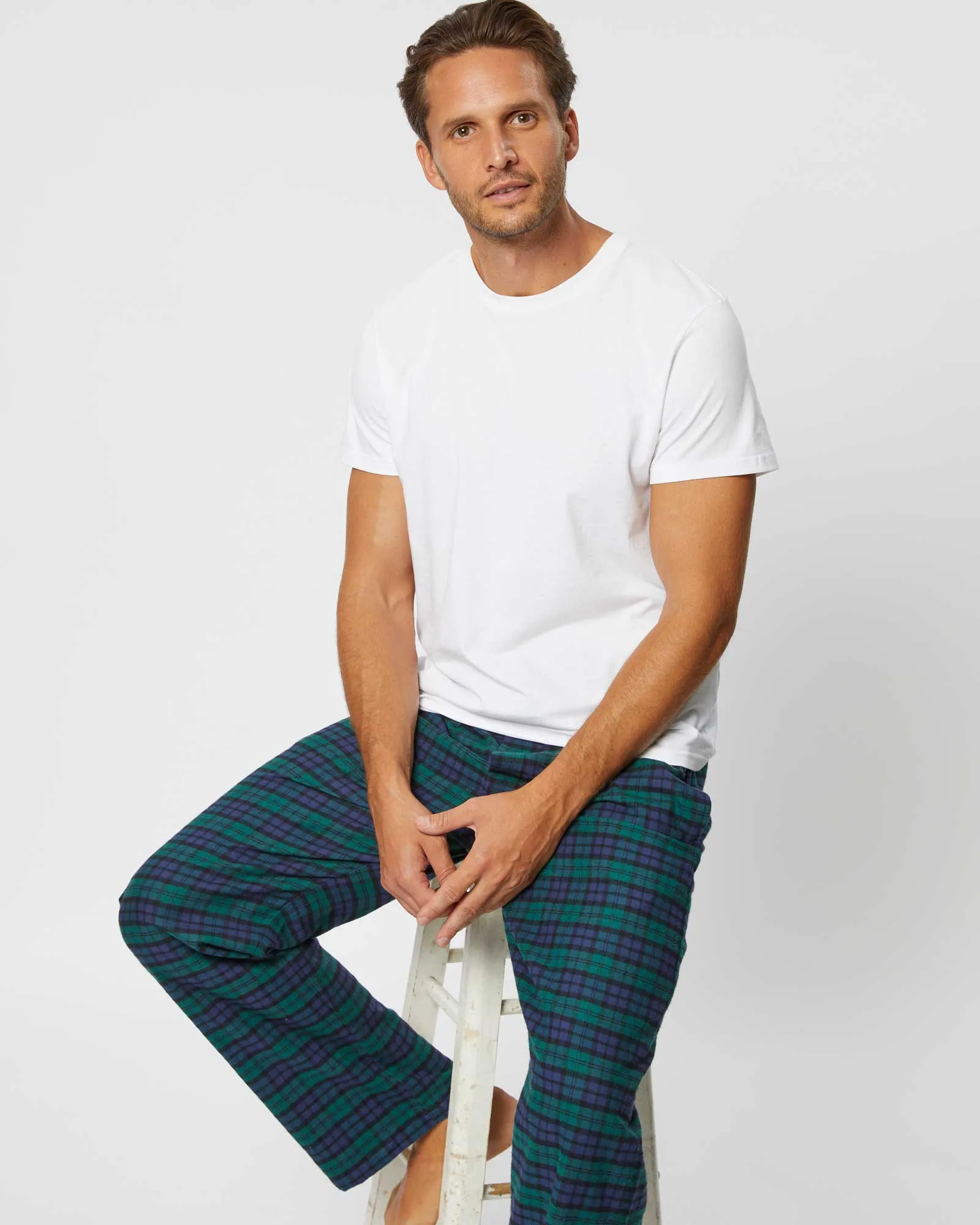 Men's Brushed Cotton Pajama Pants - Litton Blackwatch Tartan