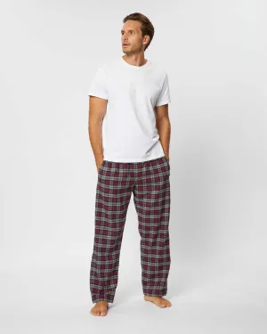 Men's Brushed Cotton Pajama Pants - Litton Burgundy Tartan