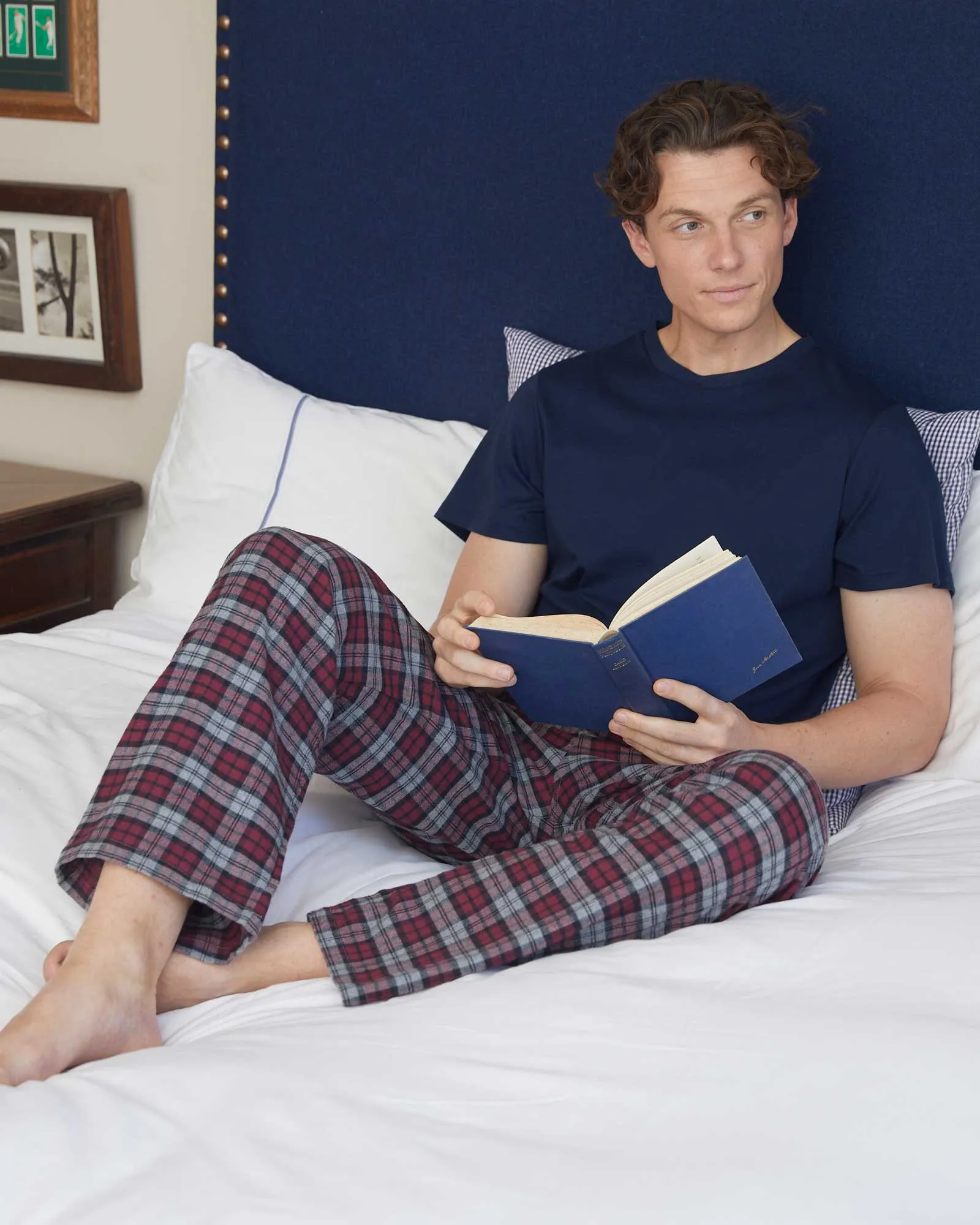 Men's Brushed Cotton Pajama Pants - Litton Burgundy Tartan