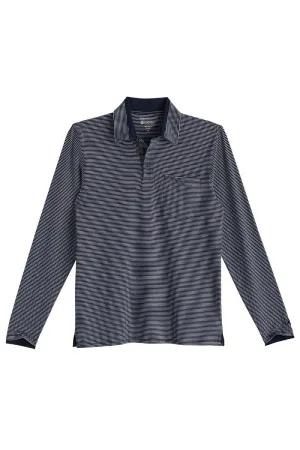 Men's Merrit Long Sleeve Pocket Polo | Navy White Stripe