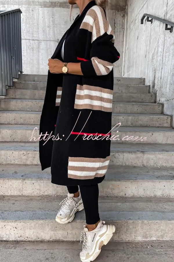 Miracles of Cozy Striped Midi Cardigan