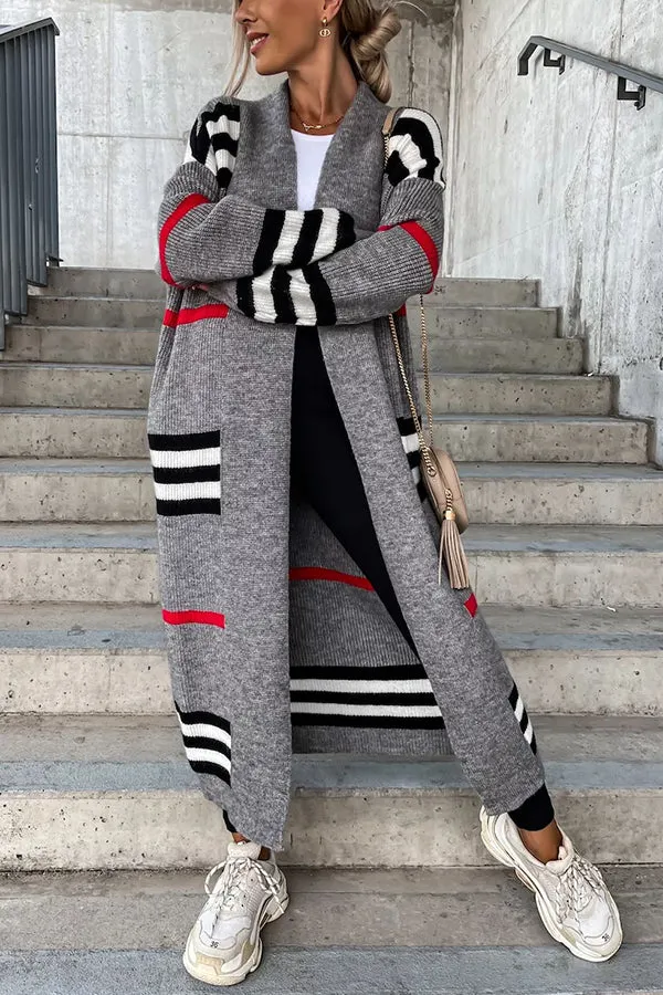 Miracles of Cozy Striped Midi Cardigan