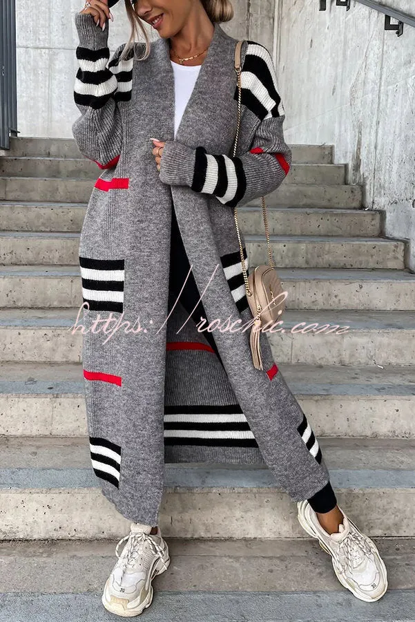 Miracles of Cozy Striped Midi Cardigan