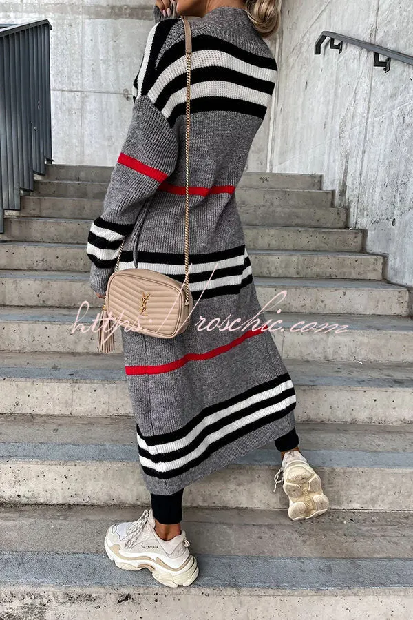 Miracles of Cozy Striped Midi Cardigan