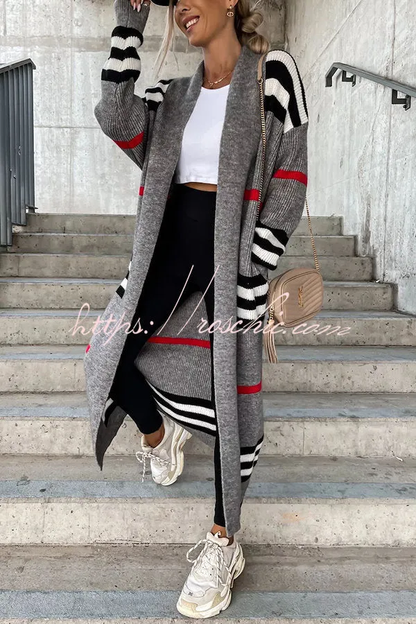 Miracles of Cozy Striped Midi Cardigan