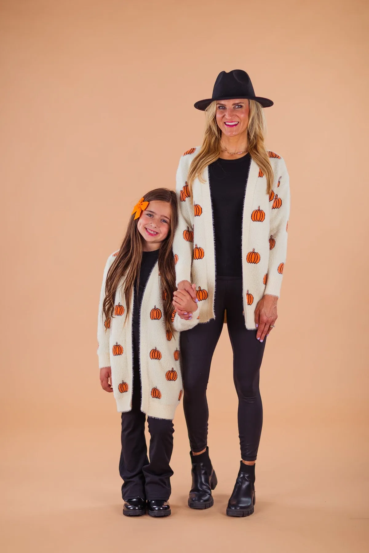 Mom & Me - Cozy Cream Pumpkin Cardigan