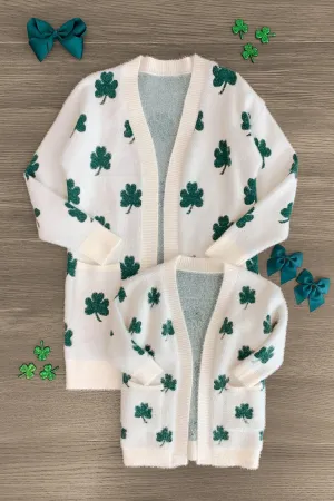 Mom & Me - Cozy Four Leaf Clover Cardigan