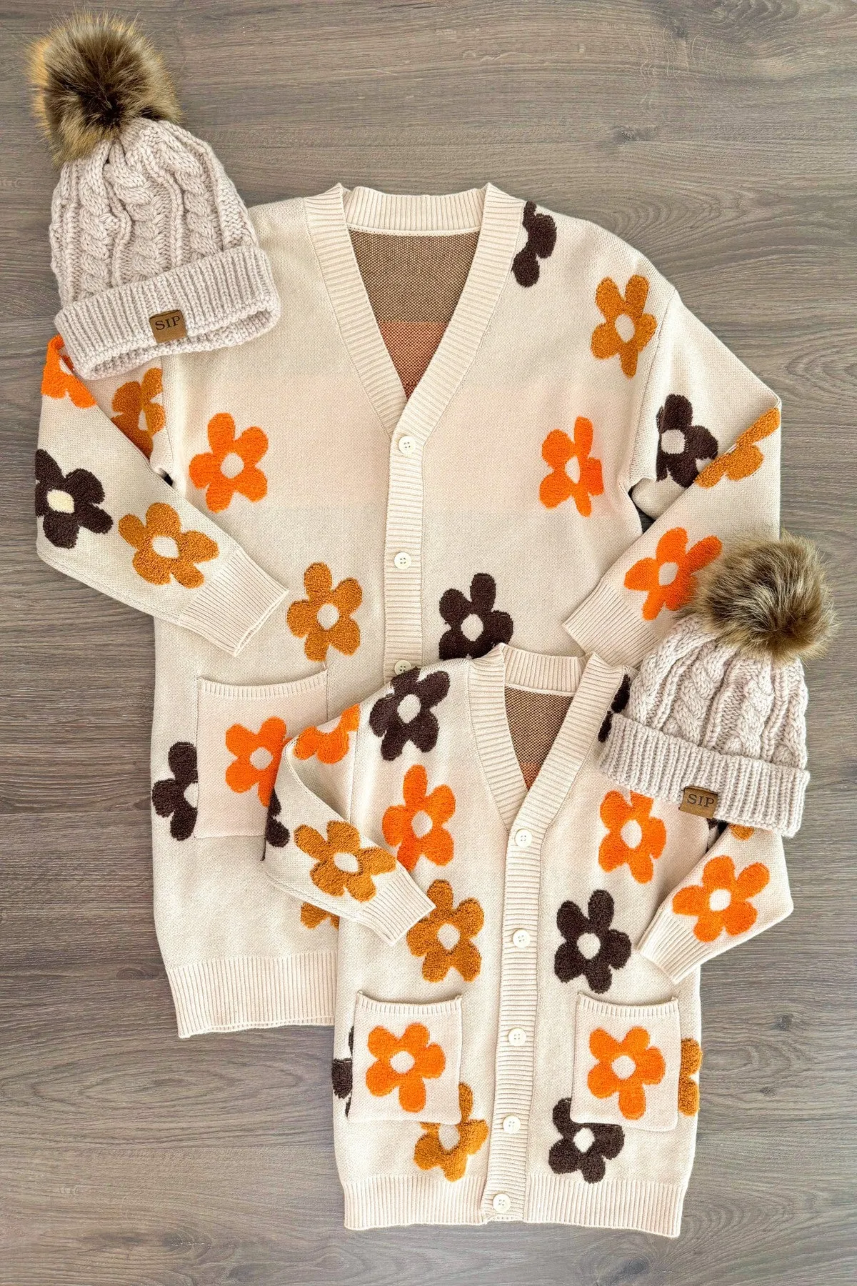 Mom & Me - Tan Flower Print Cardigan