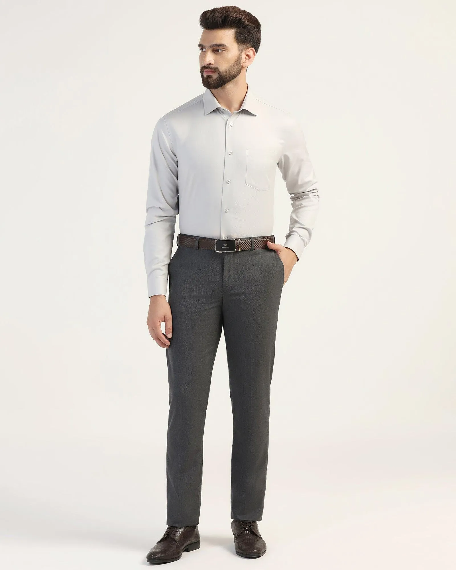 Non Iron Formal Grey Textured Shirt - E31