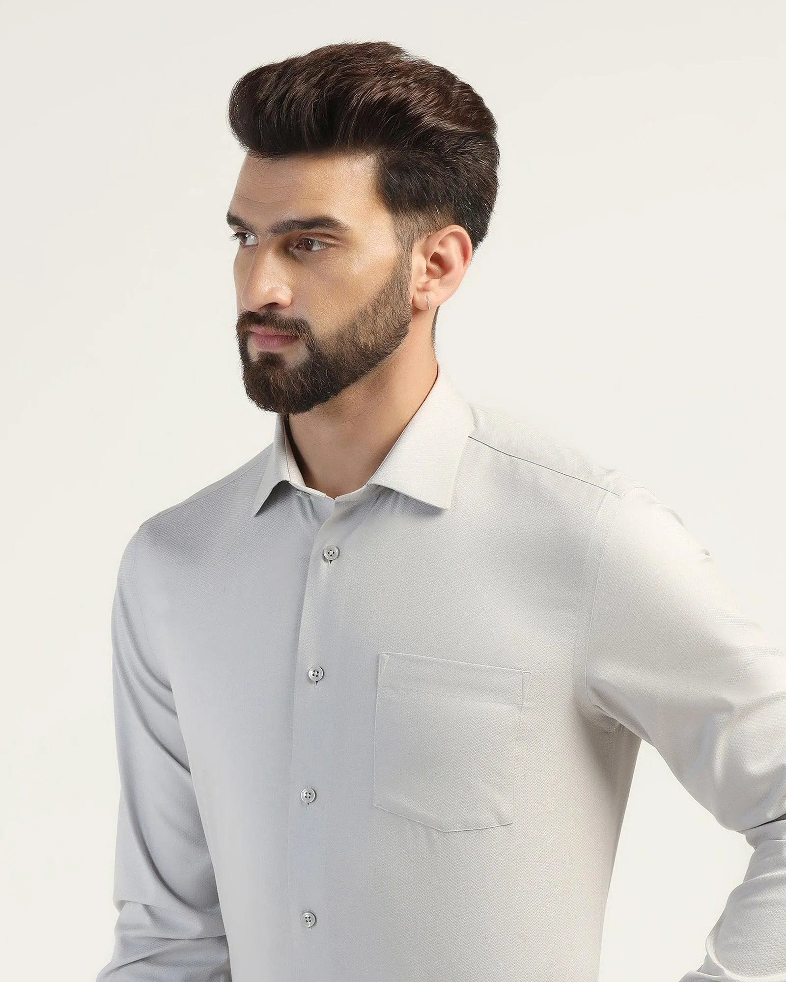 Non Iron Formal Grey Textured Shirt - E31