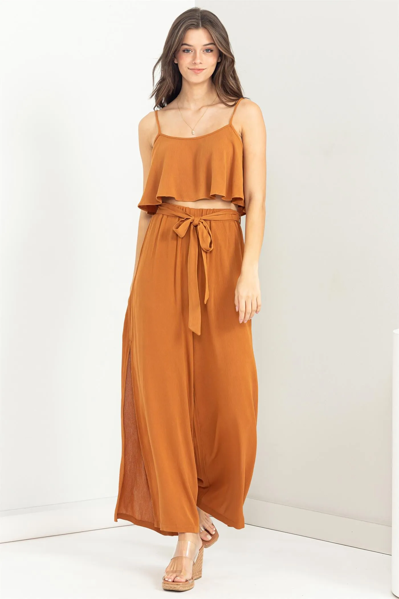 RELAXING RETREAT CROP TOP AND PANTS TWO-PIECE SET