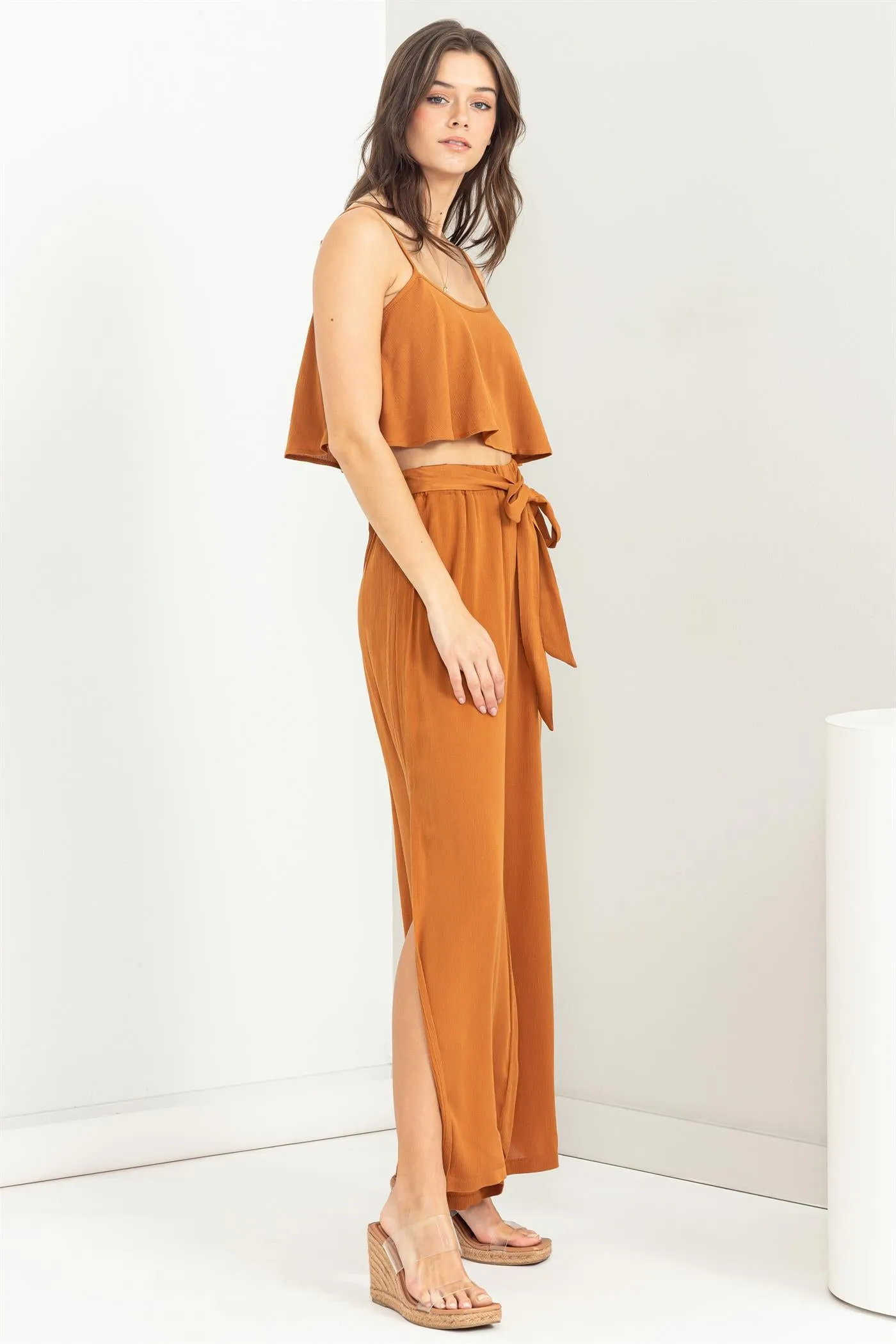 RELAXING RETREAT CROP TOP AND PANTS TWO-PIECE SET