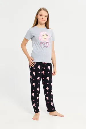 Senior Girls Grey And Black Beauty Sleep Pyjama Set (2 Piece)