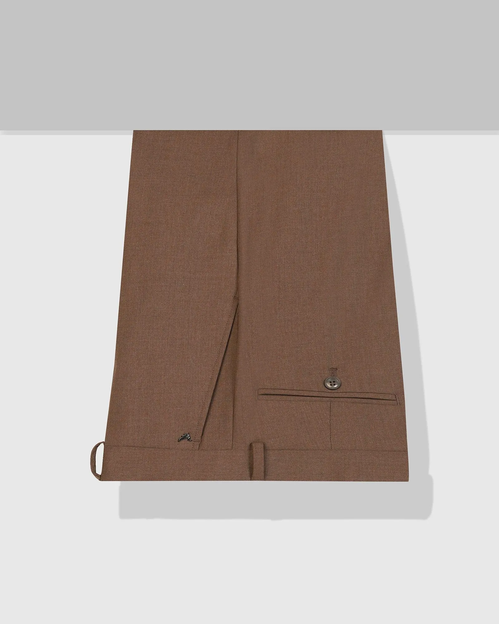 Slim Fit B-91 Formal Mid Brown Solid Trouser - Davidson